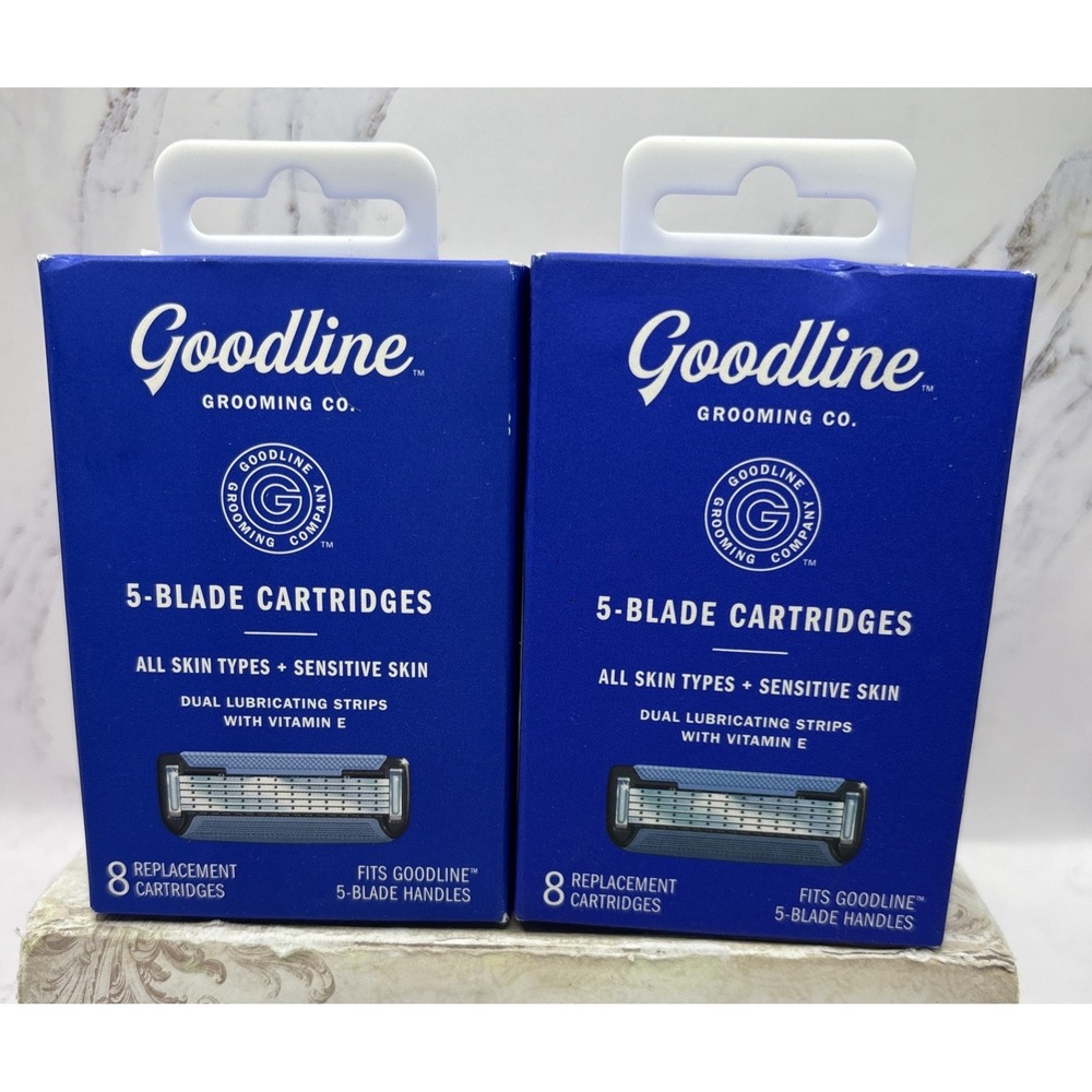 2 Pack Goodline Grooming Co. 5-Blade Razor Refills 16 Cartridges Total